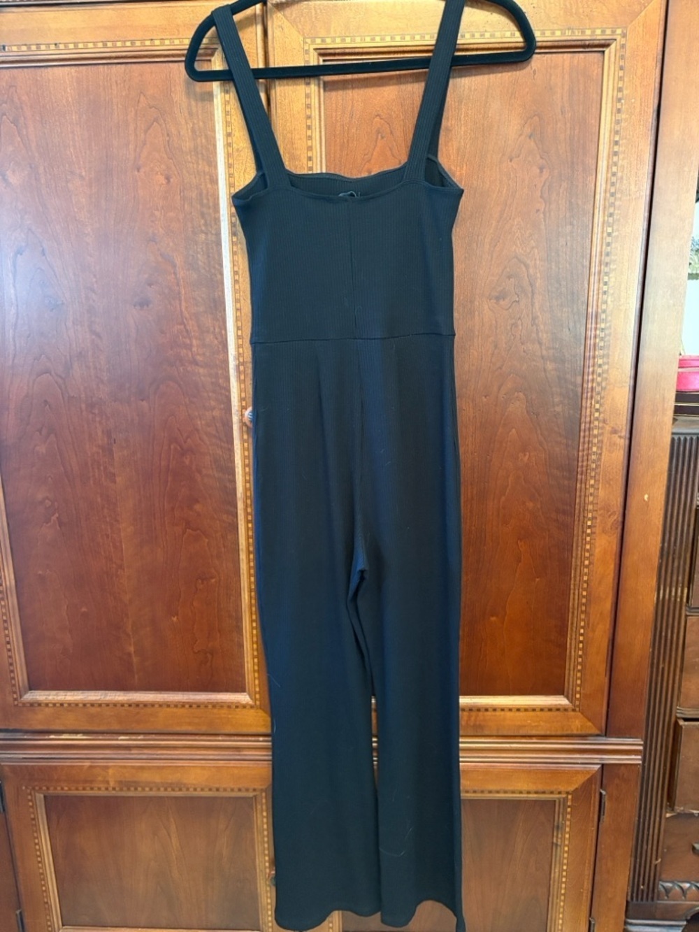 Reformation Black Square-Neck Wide-Leg Jumpsuit